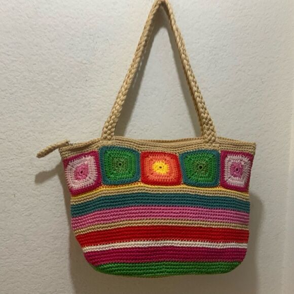 The Sak Rainbow Striped Woven Shoulder Bag Purse NWOT - Picture 1 of 12